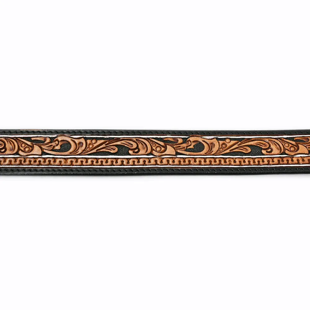 Black and Brown Tooled Leather Belt- Western Belts for Cowgirls