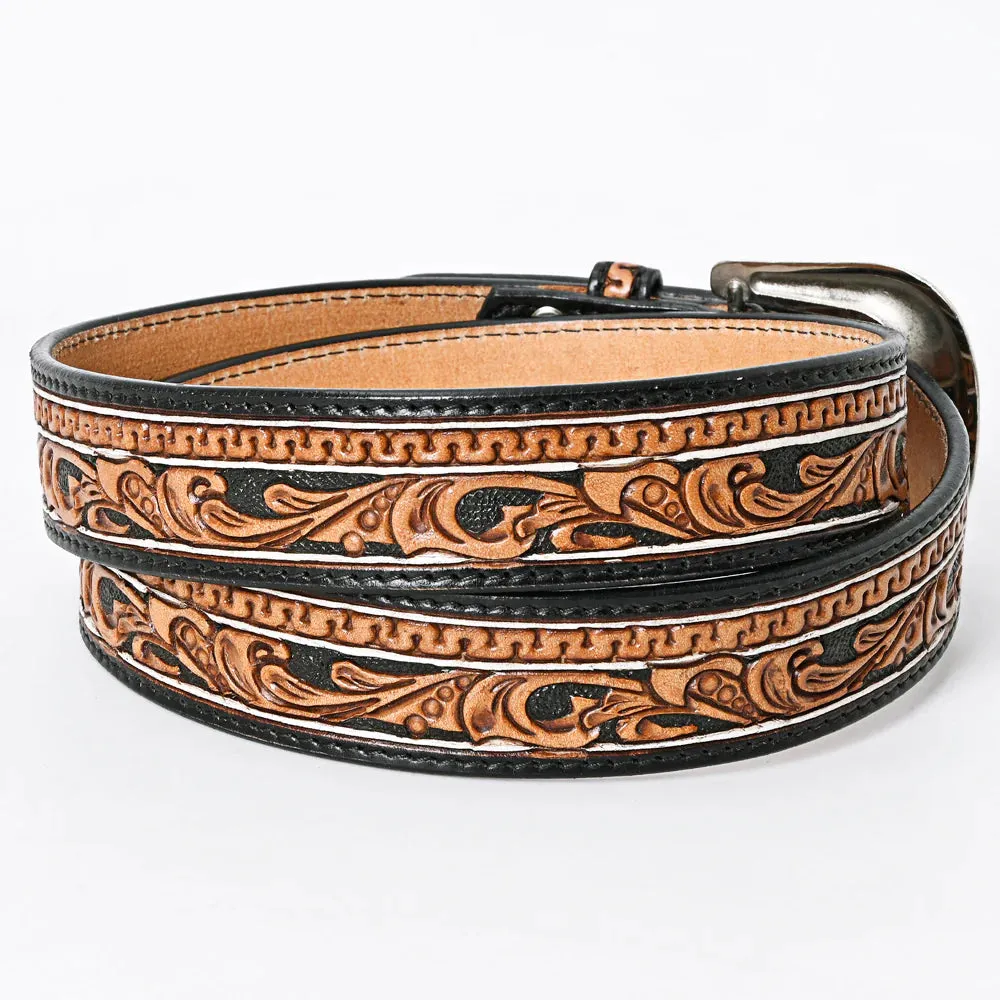 Black and Brown Tooled Leather Belt- Western Belts for Cowgirls