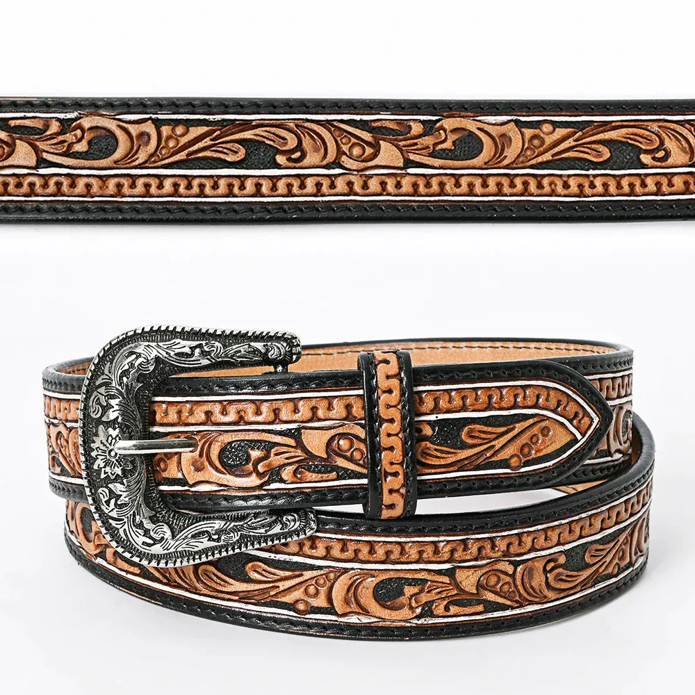 Black and Brown Tooled Leather Belt- Western Belts for Cowgirls