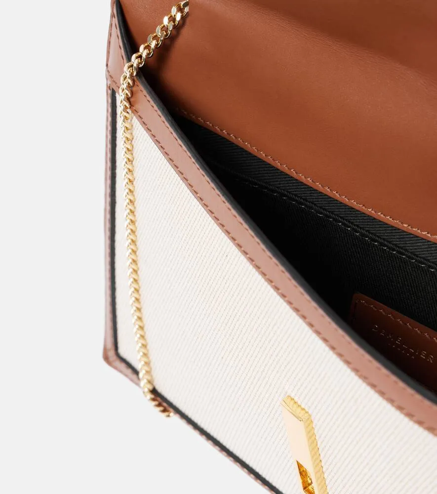 DeMellier Tokyo leather-trimmed canvas clutch