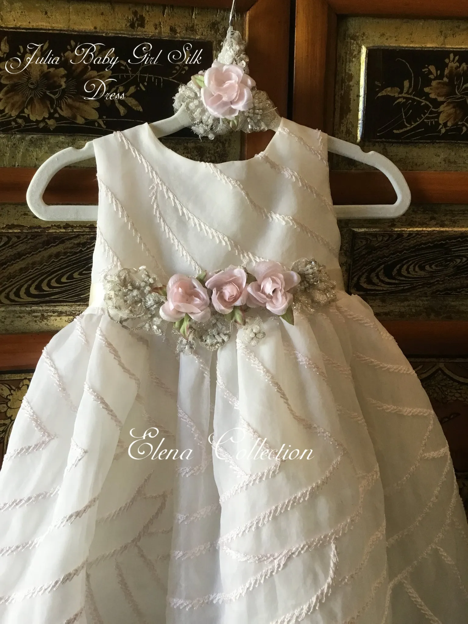 Infant Silk Flower Girls Dress - Julia