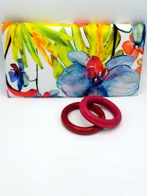 Ladies Floral Clutch with Magnetic Closure