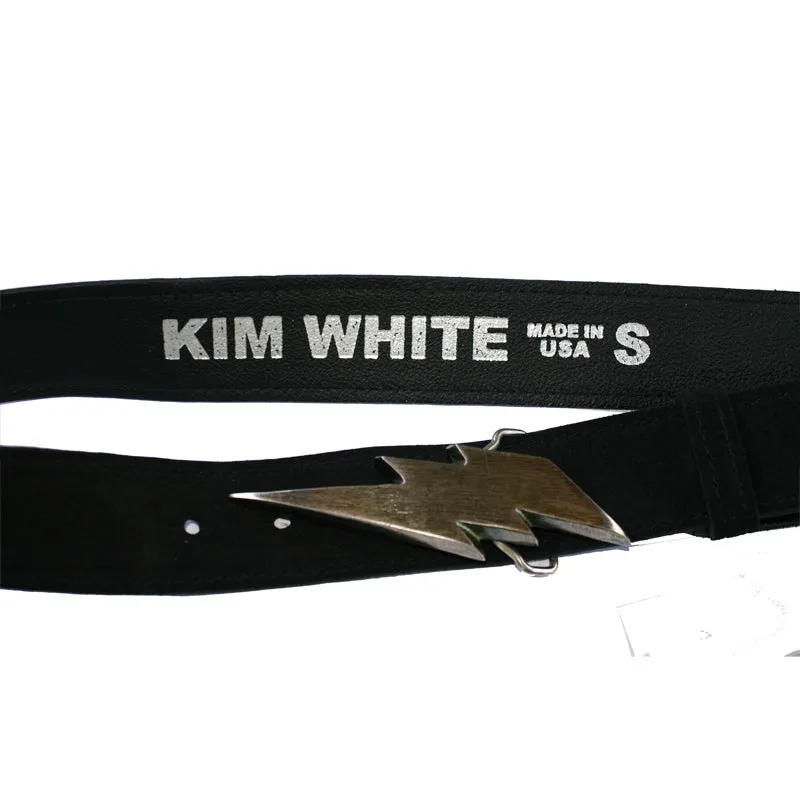 Lightning Bolt Belt - Black Suede wAntique Nickel