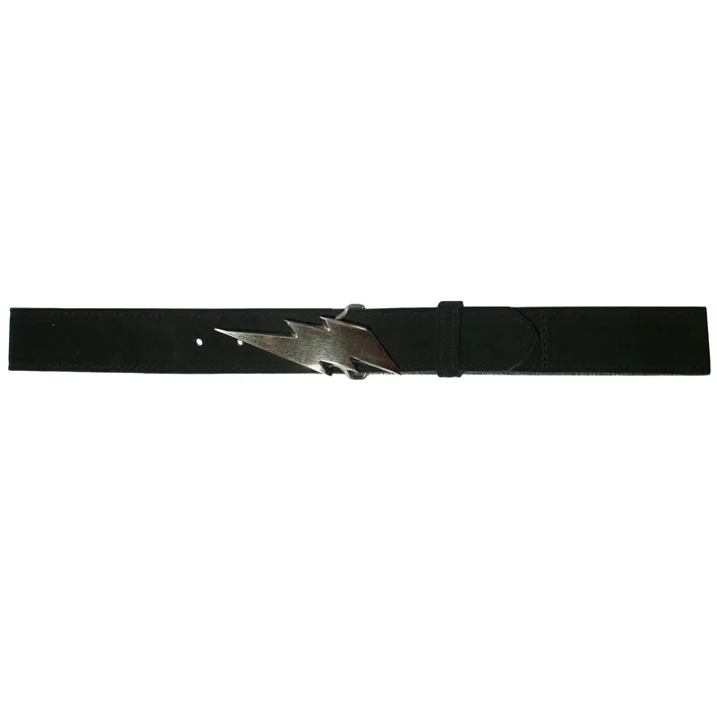 Lightning Bolt Belt - Black Suede wAntique Nickel