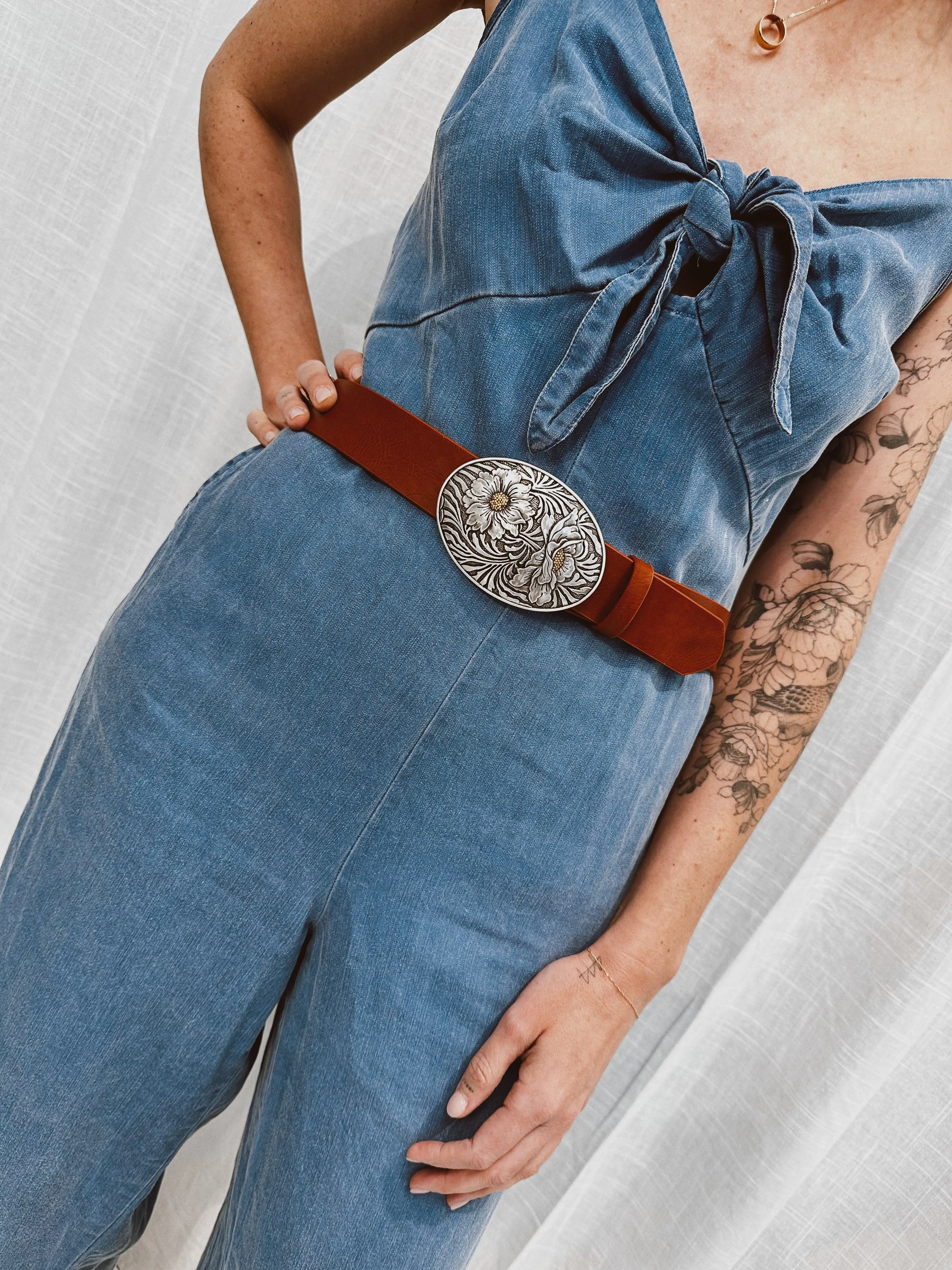 Rose Buckle Belt - Earth